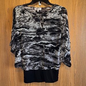 Jennifer Lopez Black and Gray Swirl Blouse